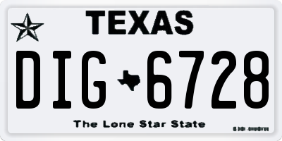 TX license plate DIG6728