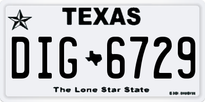 TX license plate DIG6729