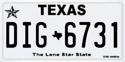 TX license plate DIG6731