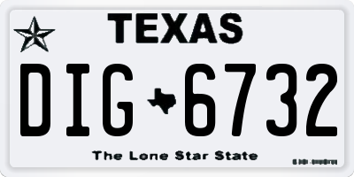 TX license plate DIG6732