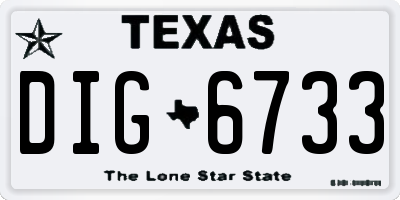TX license plate DIG6733