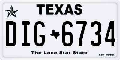 TX license plate DIG6734