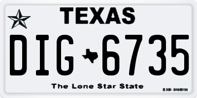 TX license plate DIG6735