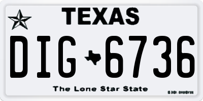 TX license plate DIG6736