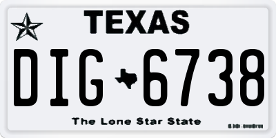 TX license plate DIG6738