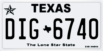 TX license plate DIG6740