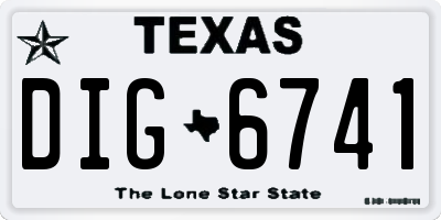 TX license plate DIG6741