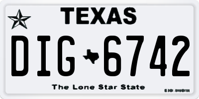 TX license plate DIG6742