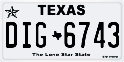 TX license plate DIG6743