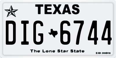 TX license plate DIG6744
