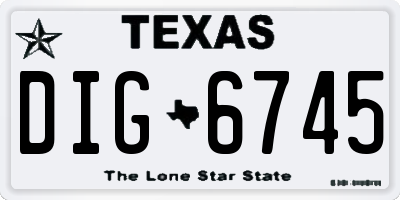 TX license plate DIG6745