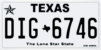 TX license plate DIG6746
