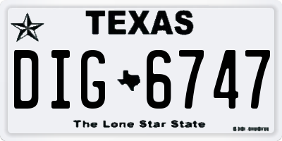 TX license plate DIG6747