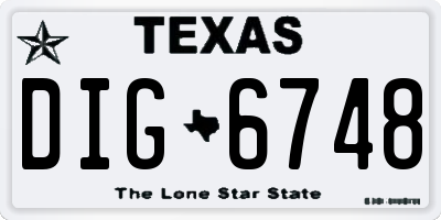 TX license plate DIG6748