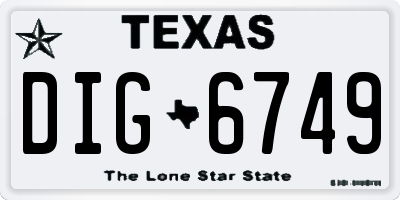 TX license plate DIG6749