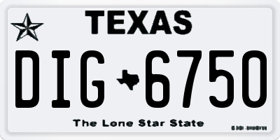 TX license plate DIG6750