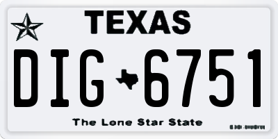 TX license plate DIG6751