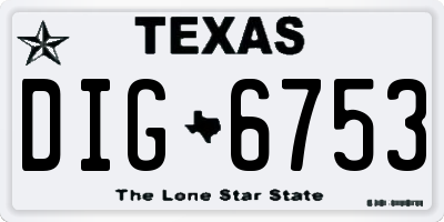 TX license plate DIG6753