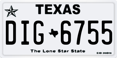 TX license plate DIG6755