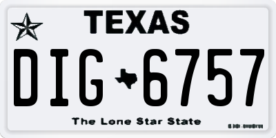 TX license plate DIG6757