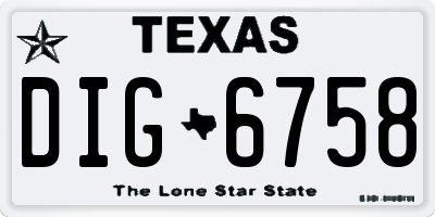 TX license plate DIG6758