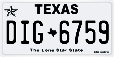 TX license plate DIG6759