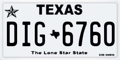 TX license plate DIG6760