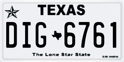 TX license plate DIG6761
