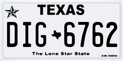 TX license plate DIG6762