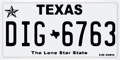 TX license plate DIG6763