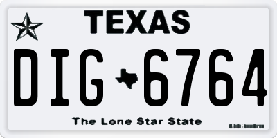 TX license plate DIG6764