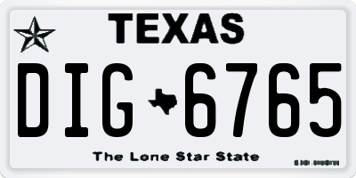 TX license plate DIG6765