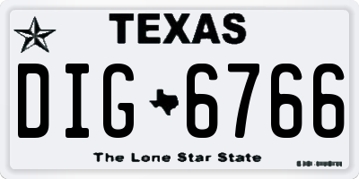 TX license plate DIG6766