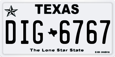 TX license plate DIG6767