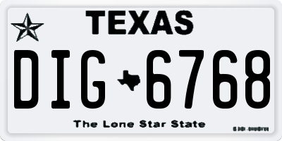 TX license plate DIG6768