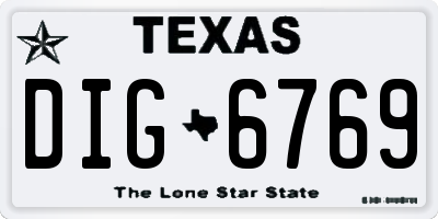 TX license plate DIG6769