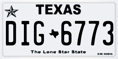 TX license plate DIG6773