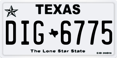 TX license plate DIG6775