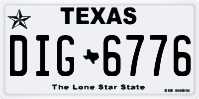 TX license plate DIG6776