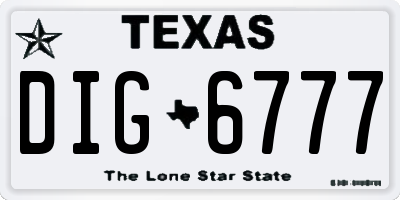 TX license plate DIG6777