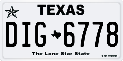 TX license plate DIG6778