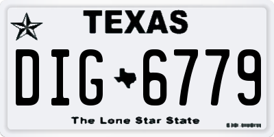 TX license plate DIG6779