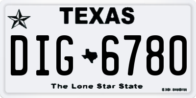 TX license plate DIG6780