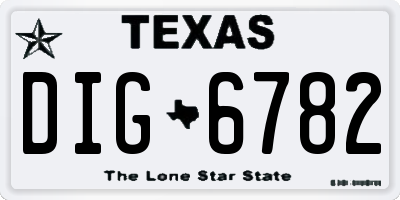 TX license plate DIG6782
