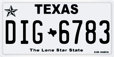 TX license plate DIG6783