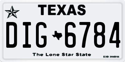 TX license plate DIG6784