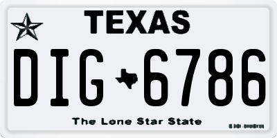 TX license plate DIG6786