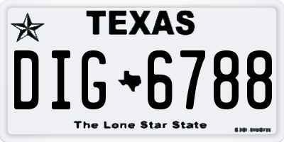 TX license plate DIG6788