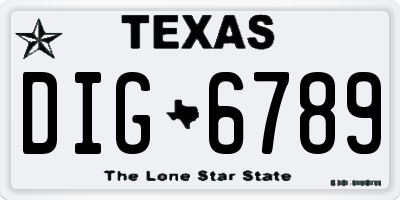 TX license plate DIG6789