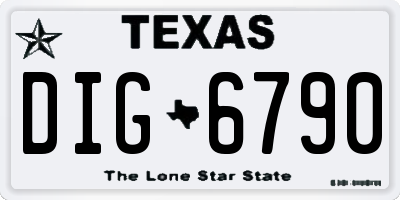 TX license plate DIG6790